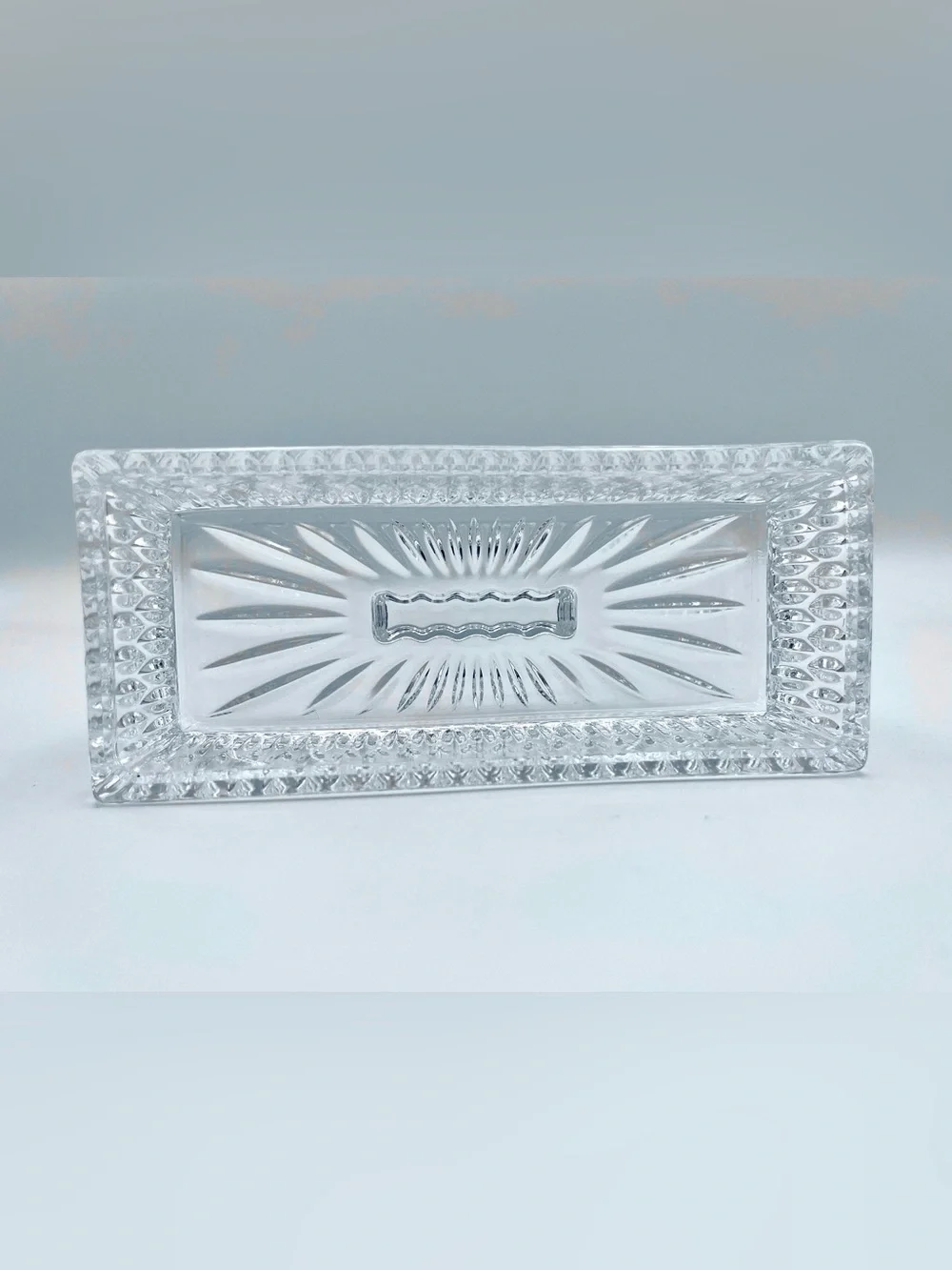 VTG CRYSTAL BUTTER DISH Gorham Althea Lid w Princess House Royal Highlights Tray